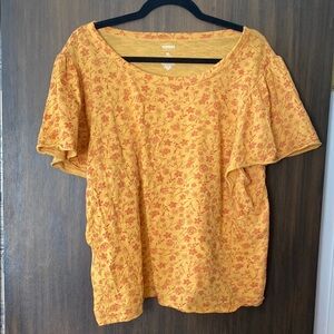 Women's Sonoma size XL  mustard yellow and red Floral Top